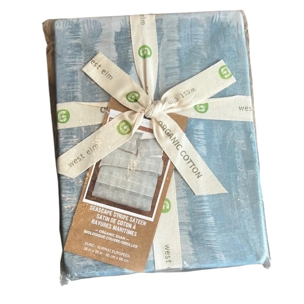NIP West Elm Seascape Striped Sateen Organic Euro Sham